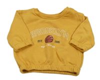 Okrová oversize mikina s míčem a nápisem zn. Primark