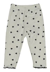 Smetanové žebrované tepláky se srdíčky 