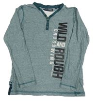 Zeleno-bílé melírované triko s nápisem Chapter young