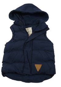 Tmavomodrá šusťáková zateplená vesta s kapucí RBL