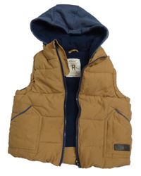 Béžová šusťáková prošívaná zateplená vesta s kapucí Rebel