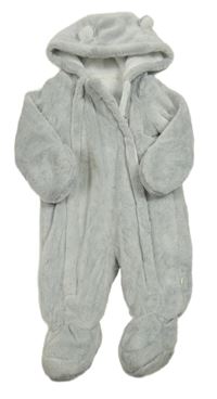 Šedá kožešinová zateplená kombinéza s kapucí Jasper Conran