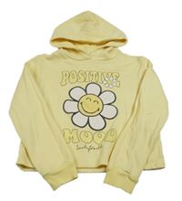 Žlutá crop mikina s květem a kapucí C&A