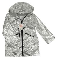 Nové - Stříbrný šusťákový jarní kabát s kapucí Matalan