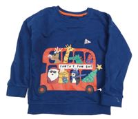 Tmavomodrá mikina se Santou a zvířátky George 