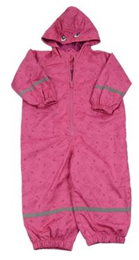 Růžová šusťáková jarní kombinéza s kočkami a kapucí X-mail