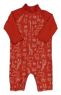 Červený UV overal se zvířátky Tu