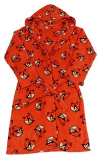 Červený chlupatý župan s Angry Birds a kapucí Next