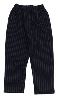 Tmavomodro-bílé pruhované kalhoty Shein