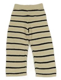 Béžovo-černé pruhované pletené kalhoty F&F