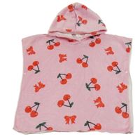 Růžové chlupaté pončo s třešničkami a kapucí Shein