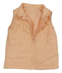 Broskvová šusťáková prošívaná zateplená vesta 