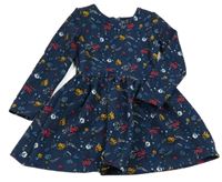 Tmavomodré vzorované šaty s kytičkami St. Bernard