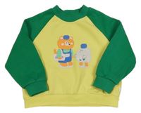 Žluto-zelená oversize mikina se zvířátky 
