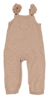 Světlerůžové úpletové děrované laclové kalhoty Tu