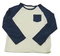 Smetanovo-tmavomodré triko s kapsou Tu