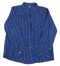 Modro-černo-písková kostkovaná košile Benetton