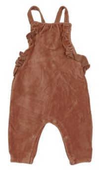 Růžové sametové žebrované laclové kalhoty s volánky Next