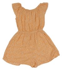 Oranžový kraťasový květovaný overal s kytičkami Primark