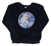 Tmavomodrá chlupatá mikina s Elsou Disney