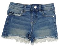 Modré riflové kraťasy s krajkou Denim Co. 