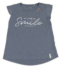 Modrošedé tričko s nápisem Yigga