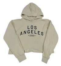 Béžová crop mikina s nápisem a kapucí Page one young