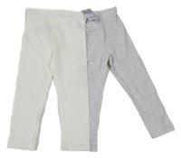 Nové - 2x - Šedé melírované + bílé legíny Primark