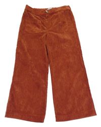 Rezavé sametové žebrované culottes kalhoty Pankido vel. 16 let