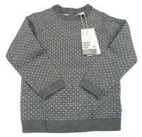 Šedo-bílý vzorovaný vlněný svetr H&M