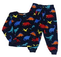 Tmavomodré plyšové pyžamo s barevnými dinosaury M&S