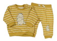 2Set - Okrovo-bílá pruhovaná mikina s králíčkem + tepláky M&S