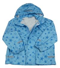 Modrá šusťáková nepromokavá bunda s hvězdičkami a odepínací kapucí Papagino