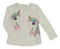 Bílé triko s jednorožci H&M