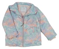 Světletyrkysovo-fialovo-světleoranžová batikovaná šusťáková pod/zimní bunda PRIMARK