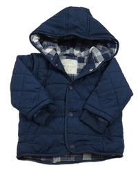 Tmavomodrá prošívaná šusťáková zateplená bunda s kapucí George