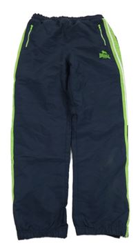 Tmavomodro-zelené šusťákové sportovní kalhoty s logem Lonsdale