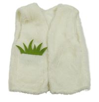 Smetanová huňatá vesta/cardigan s listem