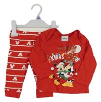 Nové - 2set červené triko s Mickey a tepláky s vánočním motivem Disney