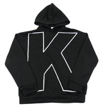 Černá sportovní mikina s písmenkem a kapucí SHEIN