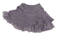 Fialovošedá manšestrová sukně s knoflíky a tylovým volánkem Next