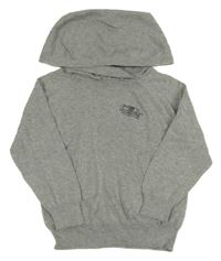 Šedý melírovaný svetr s kostrou dinosaura a kapucí Next