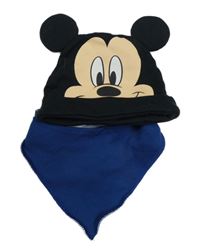 2Set - Černá čepice - Mickey PRIMARK + tmavomodrý šátek/slinták 