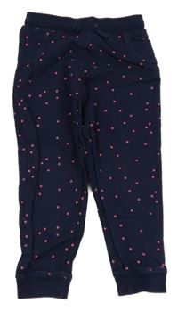 Tmavomodro-růžové puntíkaté tepláky Mothercare