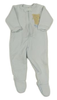 Světlemodrá vzorovaná tepláková vyteplená kombinéza s medvídkem Chicco