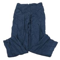 Tmavomodré melírované chino slim fit waist lněné slavnostní kalhoty H&M