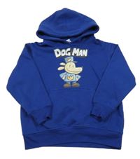 Safírová mikina s pejskem a kapsou a kapucí 