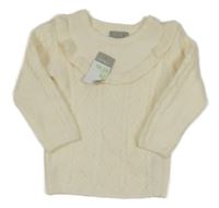 Nové - smetanový vzorovaný svetr s volánkem PRIMARK