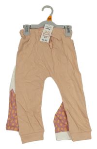 Nové - 2x - Turecké tepláky s čumáčkem - Pudrové, bílo/starorůžové so cute