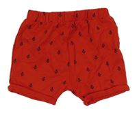 Červené teplákové kraťasy s kotvami KIABI